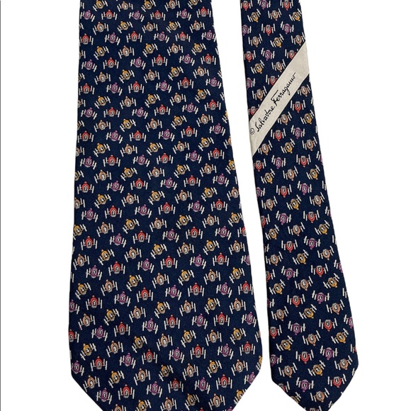 Salvatore Ferragamo Star Wars-esque Multi Color Space Pod Racer Silk Tie Italy - Picture 4 of 4